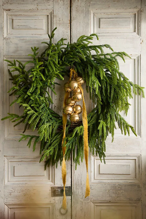 Jingle Bell Wreath Charm - Gold, Brass by Anthropologie, alternate view