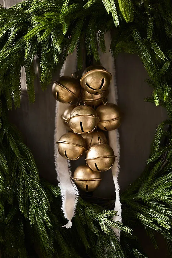 Jingle Bell Wreath Charm - Gold, Brass by Anthropologie