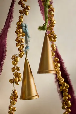 Jingle Bells Holiday Garland - Gold, Polyester by Anthropologie, alternate view