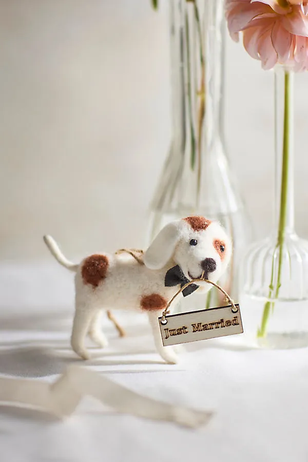 Just Married Dog Felt Critter - Wool, Polyester product