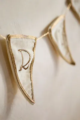 Just Married Velvet Pennant Garland - Beige product