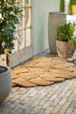 Knot Weave Half Moon Doormat - Beige, Coir product