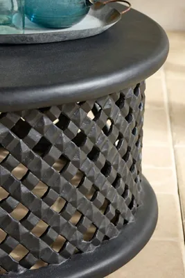 Latticework Round Coffee Table - Reconstituted Stone product