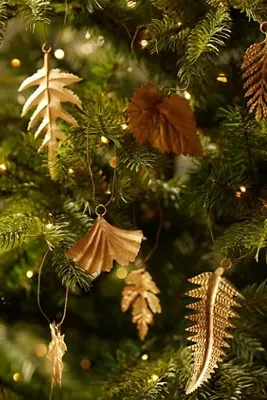 Leafy Brass Ornaments Set of 24 - Gold, Iron by Anthropologie, alternate view