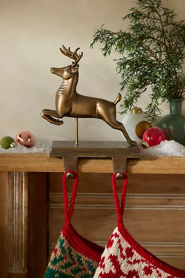 Leaping Stag Stocking Holder - Gold, Brass by Anthropologie
