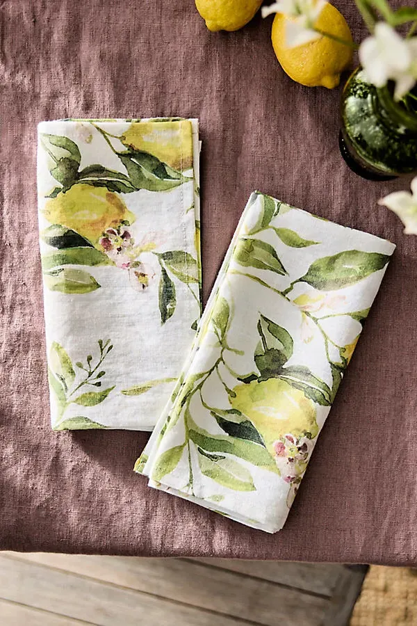 Lemons Set of 2 Linen Napkins - Yellow product