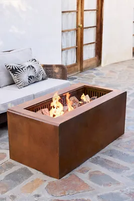 Lidded Rectangle Fire Pit - Weathered Finish product