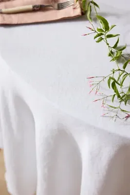 Lithuanian Linen Round Tablecloth - White product