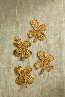 Lucky Clover Embossed Brass Charms Set of 4 - Gold product
