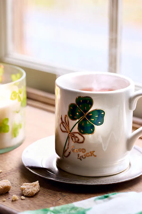 Lucky Shamrock Stoneware Mug - White product