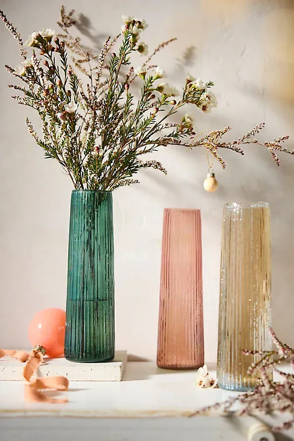 Luster Tapered Column Vase - Green, Glass by Anthropologie, alternate view