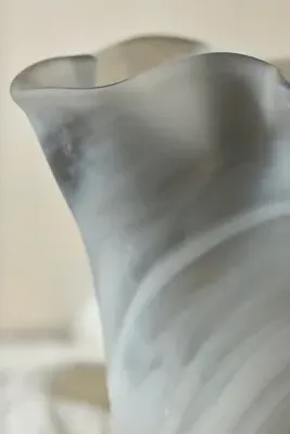 Marbled Glass Ruffle Planter - Grey product
