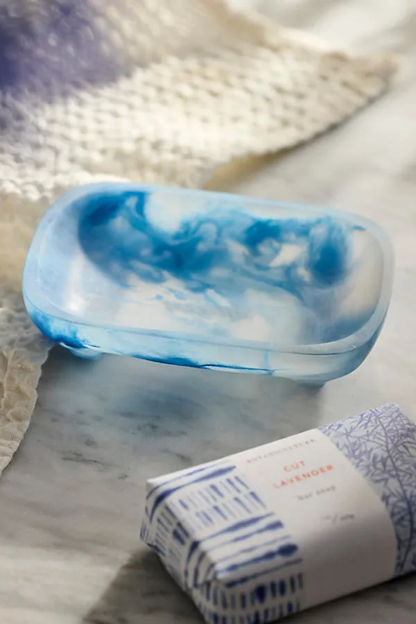 Marbled Resin Soap Dish - Blue by Anthropologie