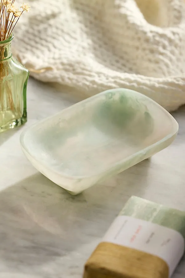 Marbled Resin Soap Dish - Blue by Anthropologie