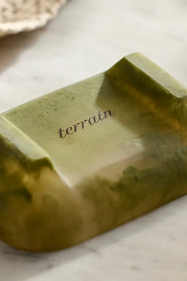 Marbled Resin Soap Dish - Green by Anthropologie, alternate view