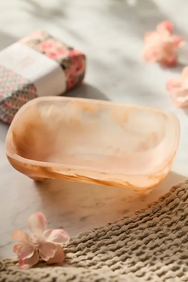 Marbled Resin Soap Dish - Pink by Anthropologie