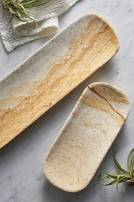 Marbled Sandstone Oblong Tray - Large by Anthropologie, alternate view