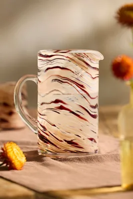Mauve Swirl Glass Pitcher by Anthropologie, image 2