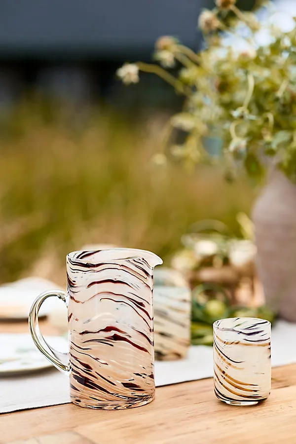Mauve Swirl Glass Pitcher by Anthropologie