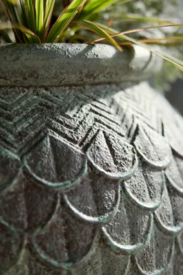 Mermaid Fish Scale Texture Stone Planter - Blue product