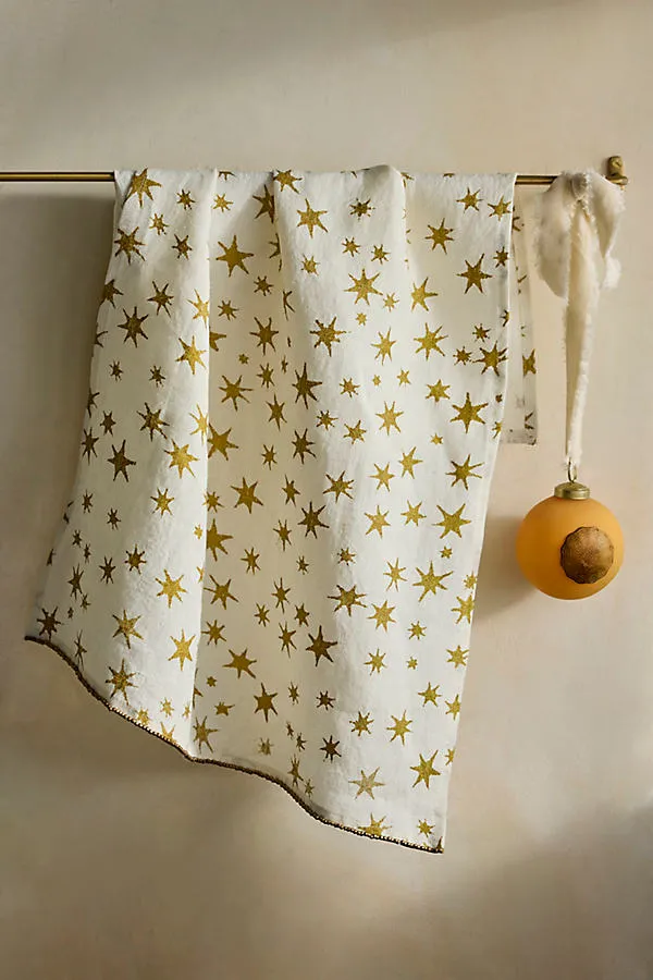 Metallic Starburst Linen Dish Towel - Gold by Anthropologie