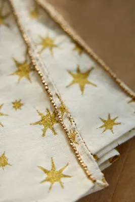 Metallic Starburst Linen Napkins Set of 2 - Gold by Anthropologie, image 2