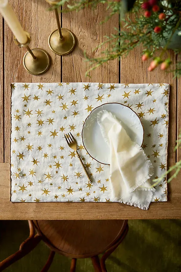 Metallic Starburst Linen Placemat - Gold by Anthropologie