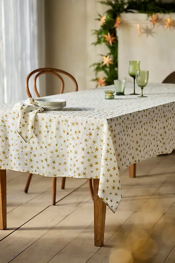 Metallic Starburst Linen Tablecloth - Gold by Anthropologie