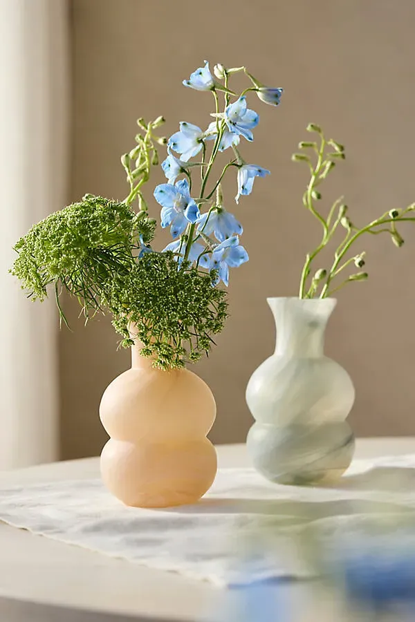 Milky Swirl Glass Bud Vase Bubble - Beige by Anthropologie