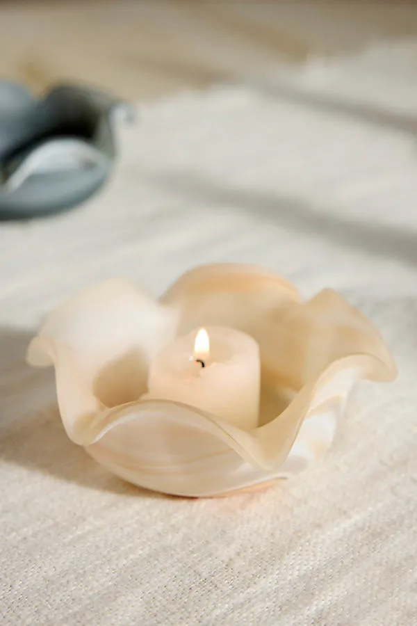 Milky Swirl Glass Votive Holder - Beige by Anthropologie, image 2