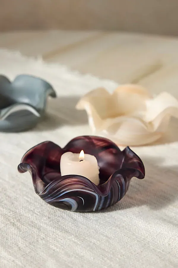 Milky Swirl Glass Votive Holder by Anthropologie