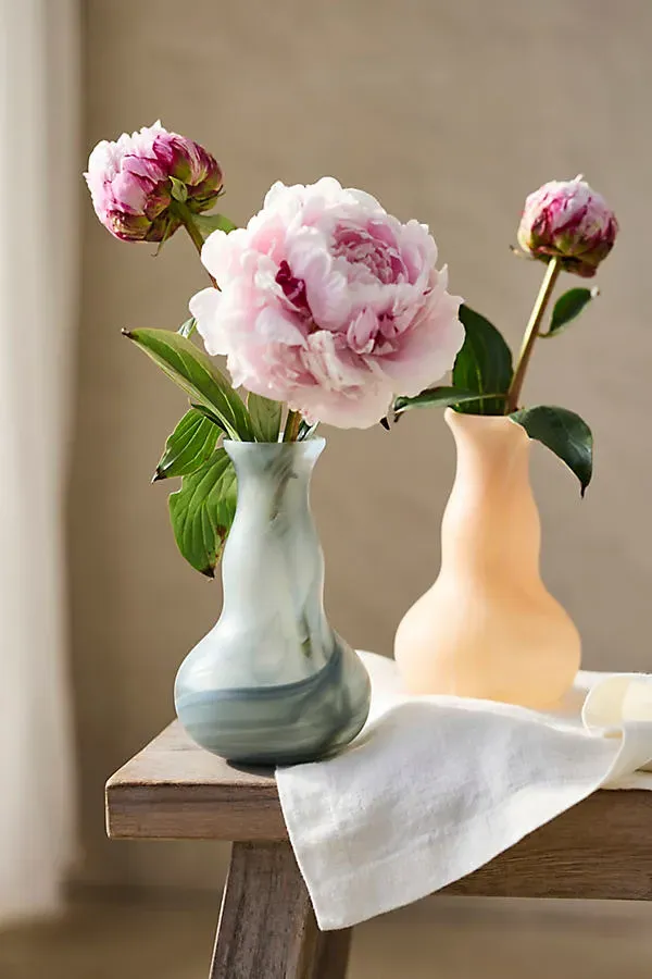 Milky Swirl Long Neck Bud Vase - Beige, Glass by Anthropologie, alternate view