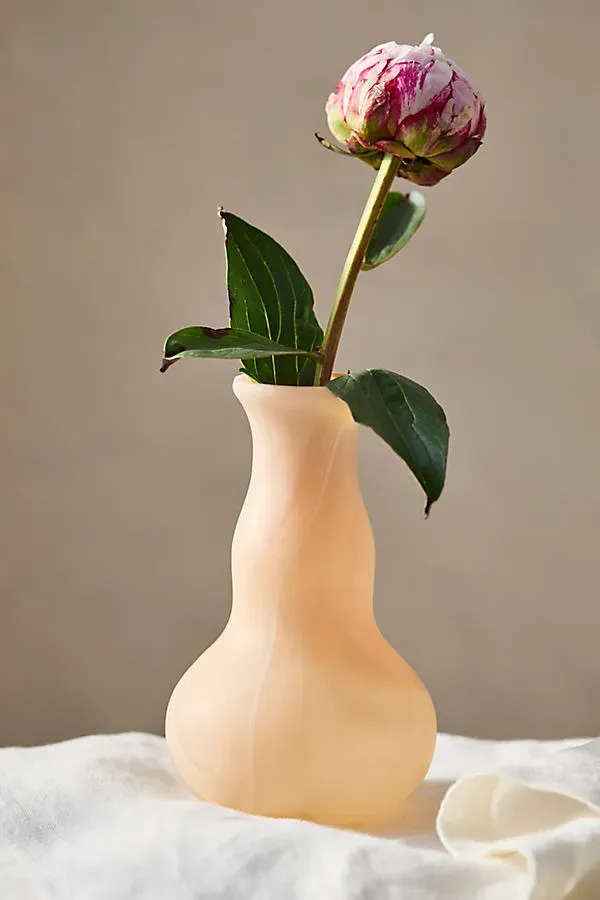 Milky Swirl Long Neck Bud Vase - Beige, Glass by Anthropologie