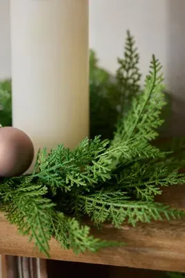 Mini Faux Cedar Wreaths Set of 4 - Green, Plastic by Anthropologie, alternate view