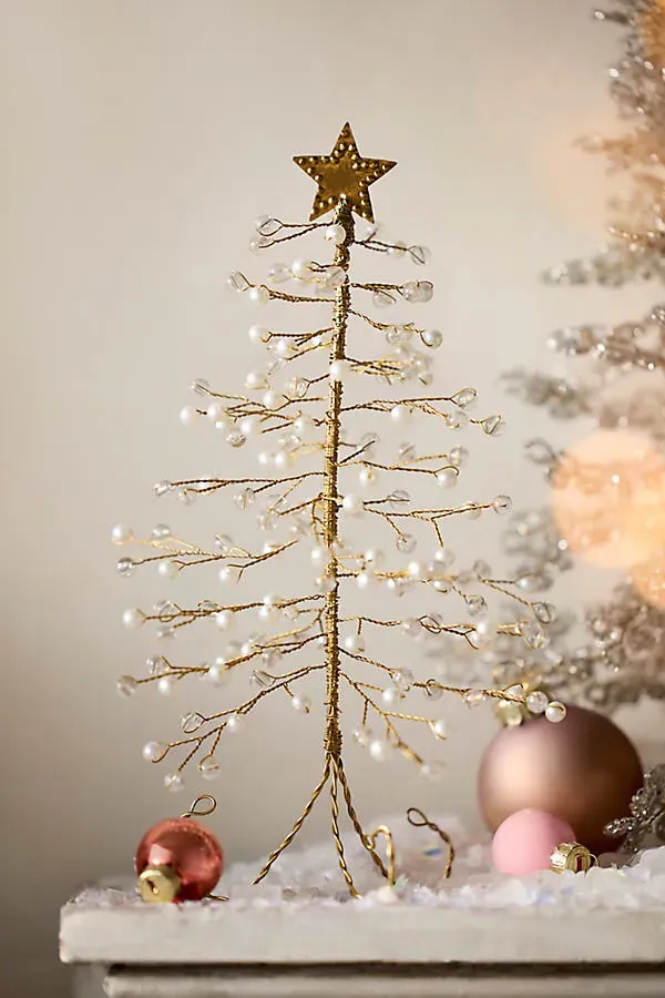 Mini Pearl Beaded Christmas Tree - Acrylic by Anthropologie