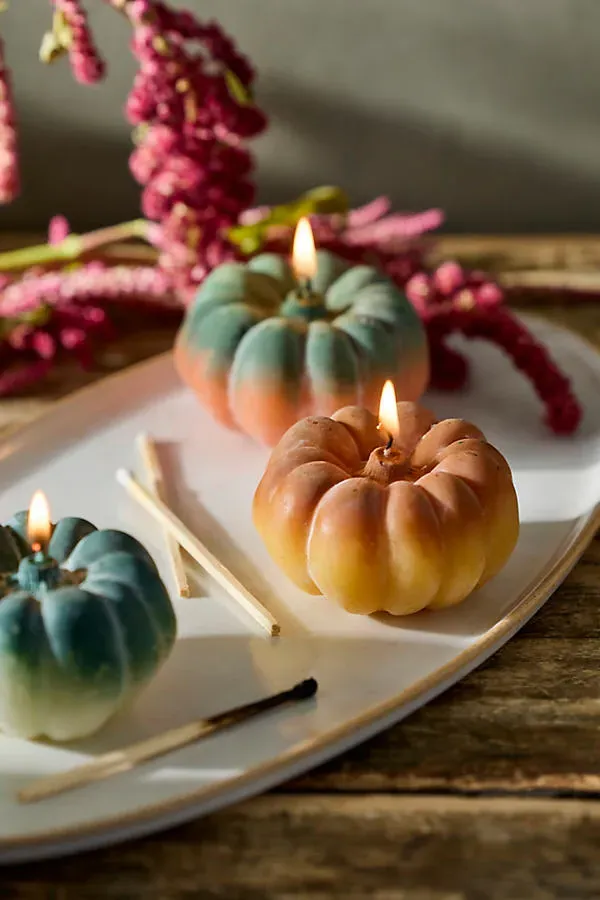 Mini Pumpkin Candles Set of 3 - Cotton by Anthropologie