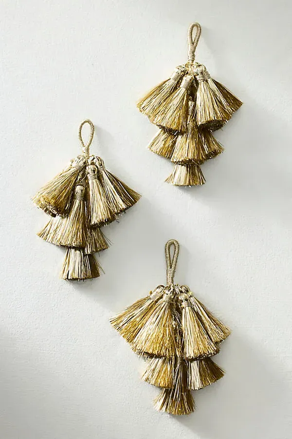 Mini Tassel Charm Ornaments Set of 3 - Gold by Anthropologie, alternate view