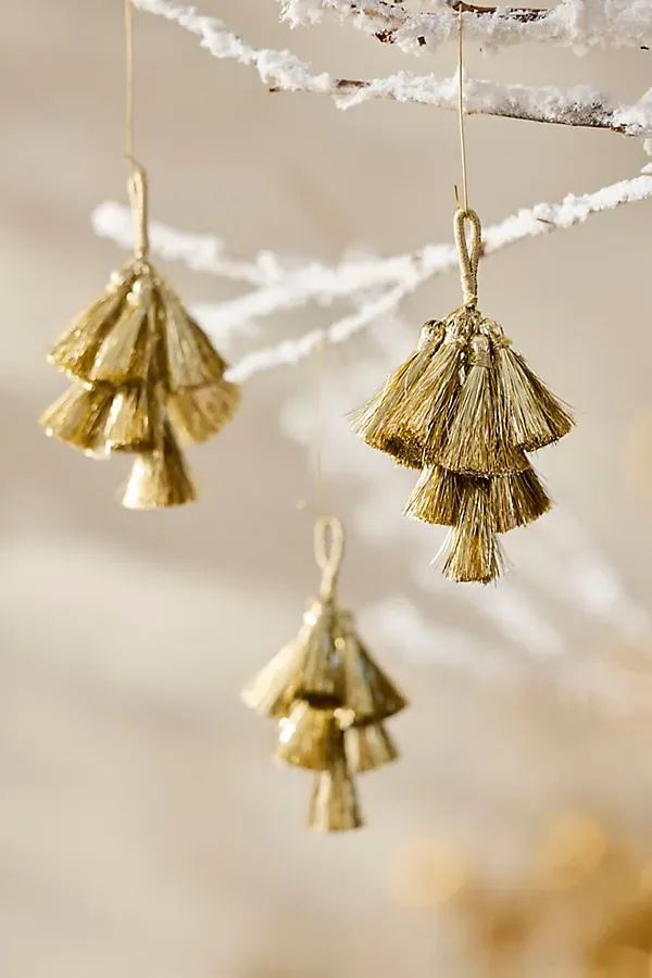 Mini Tassel Charm Ornaments Set of 3 - Gold by Anthropologie