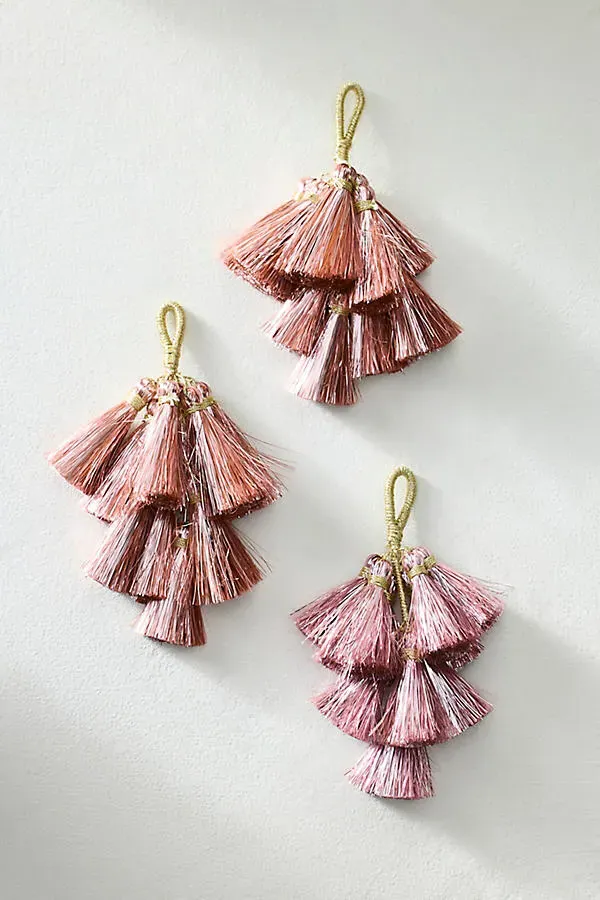 Mini Tassel Charm Ornaments Set of 3 - Pink by Anthropologie, image 2