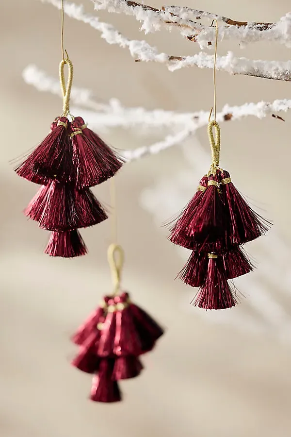 Mini Tassel Charm Ornaments Set of 3 - Red by Anthropologie
