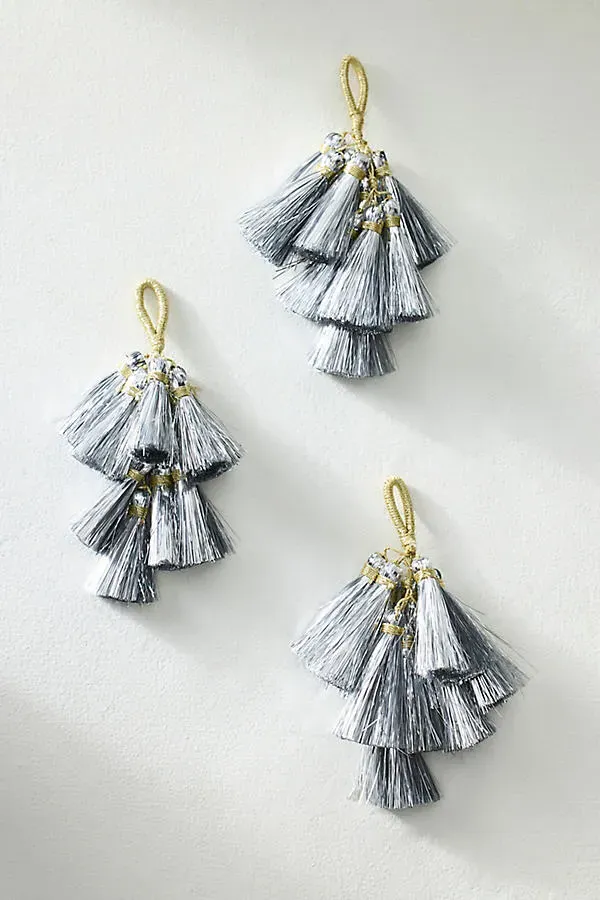 Mini Tassel Charm Ornaments Set of 3 - Silver by Anthropologie, image 2