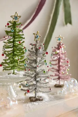 Mini Tinsel Candle Tree - Pink, Plastic by Anthropologie, alternate view