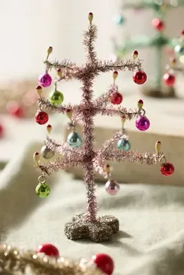 Mini Tinsel Trees Set of 3 - Plastic by Anthropologie, alternate view