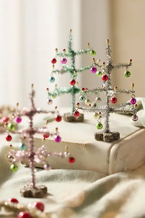 Mini Tinsel Trees Set of 3 - Plastic by Anthropologie
