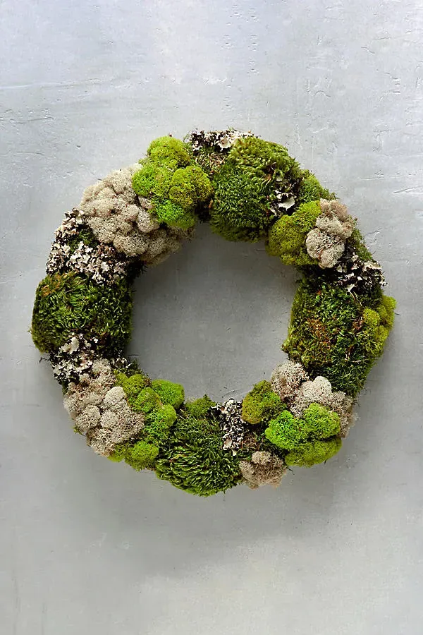 Mixed Moss Hand-Crafted Wreath - Green by Anthropologie