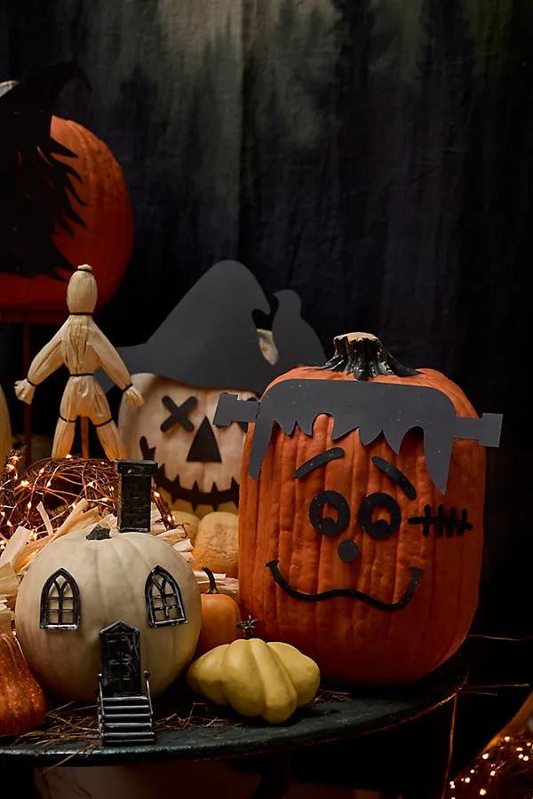Monster Pumpkin Stake Set - Black by Anthropologie