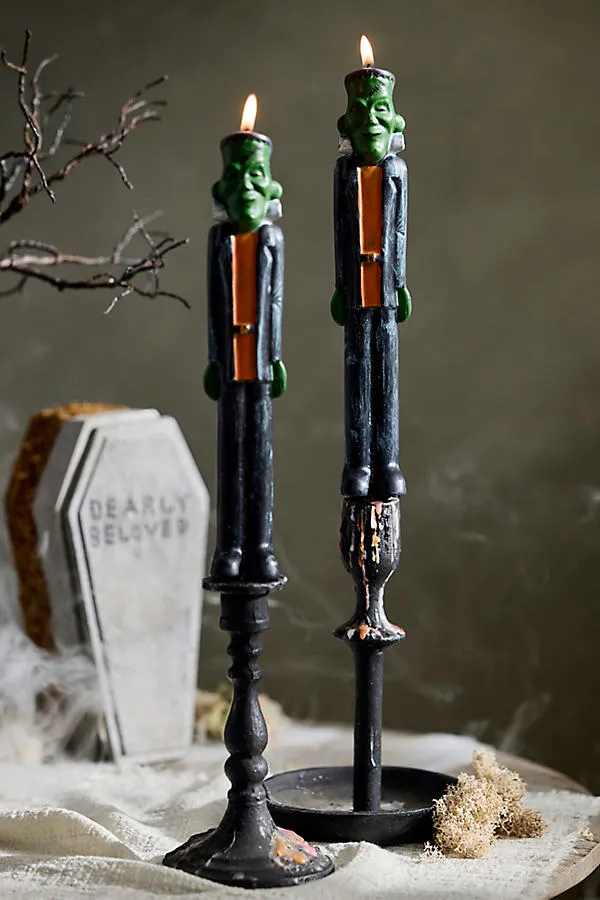 Monster Taper Candles Set of 2 - Green, Paraffin Wax by Anthropologie