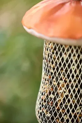 Mushroom Silo Bird Feeder - Orange, Plastic product