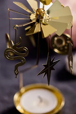 Mystical Rotary Candle Holder - Gold, Steel product