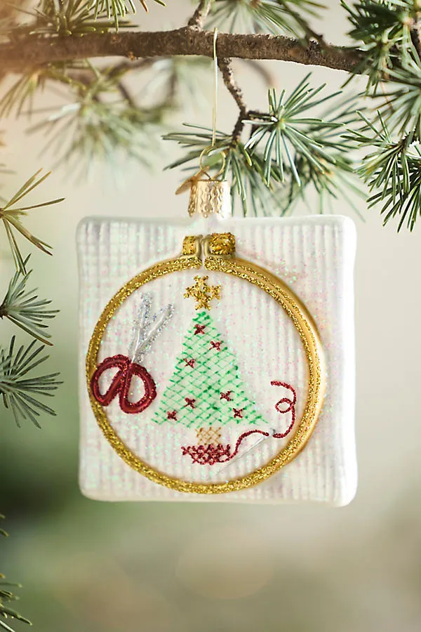 Needlepoint Glass Ornament - White by Anthropologie